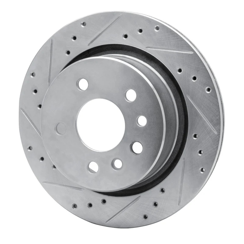 R1 01-01 Cadillac CATERA Rear Left Drilled & Slotted Silver Brake Rotor - Image 3
