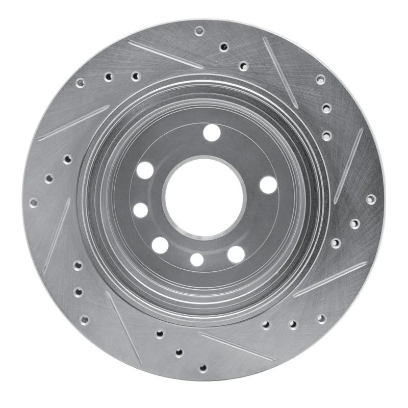 R1 01-01 Cadillac CATERA Rear Left Drilled & Slotted Silver Brake Rotor - Image 4