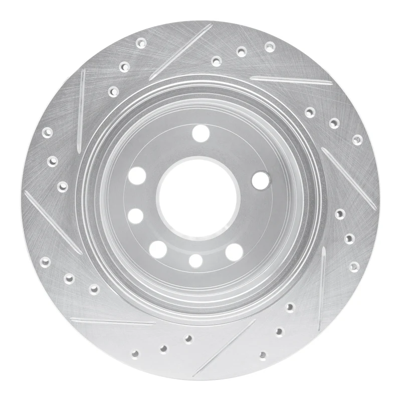 R1 01-01 Cadillac CATERA Rear Right Drilled & Slotted Silver Brake Rotor - Image 3