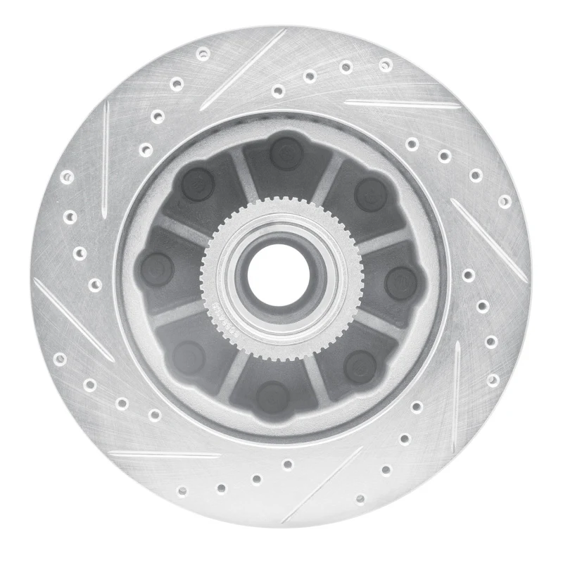 R1 01-02 Chevrolet Express 3500 Front Right Drilled & Slotted Silver Brake Rotor - Image 3