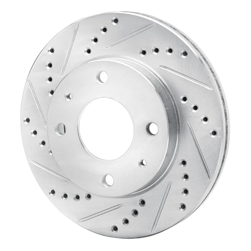 R1 01-03 Hyundai SONATA Front Left Drilled & Slotted Silver Brake Rotor - Image 4