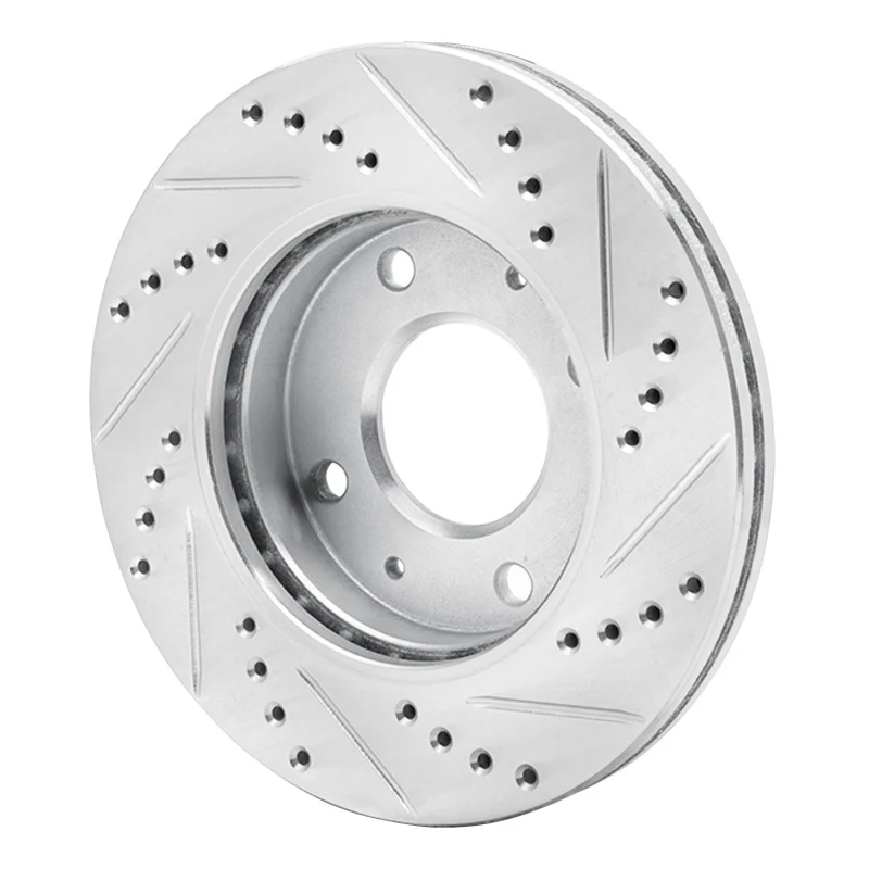 R1 01-03 Hyundai SONATA Front Left Drilled & Slotted Silver Brake Rotor - Image 5
