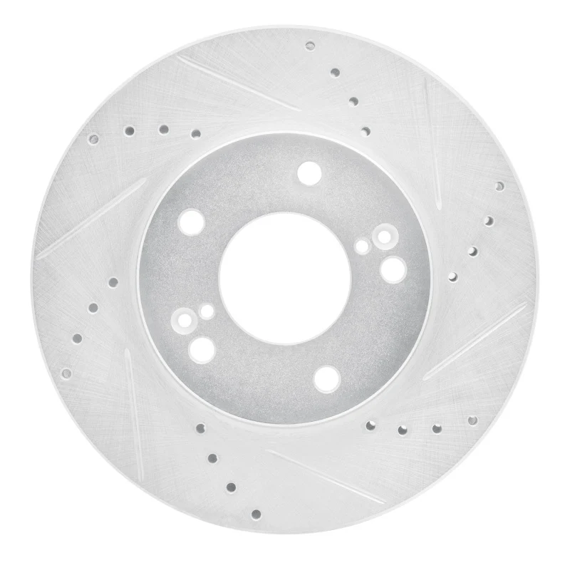 R1 01-03 Hyundai XG350 Front Right Drilled & Slotted Silver Brake Rotor