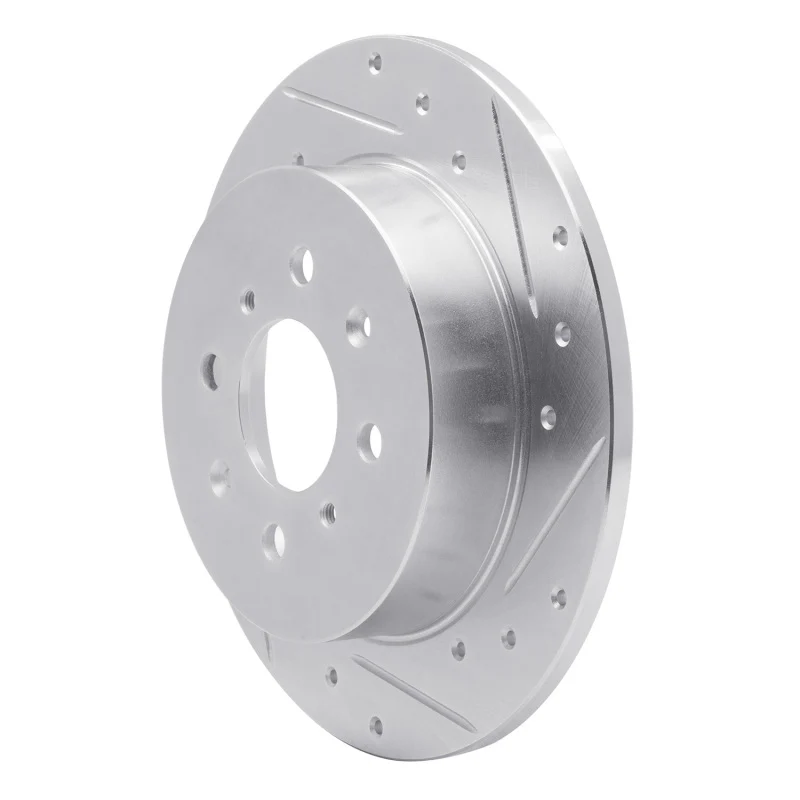 R1 01-05 Acura EL Rear Right Drilled & Slotted Silver Brake Rotor - Image 2