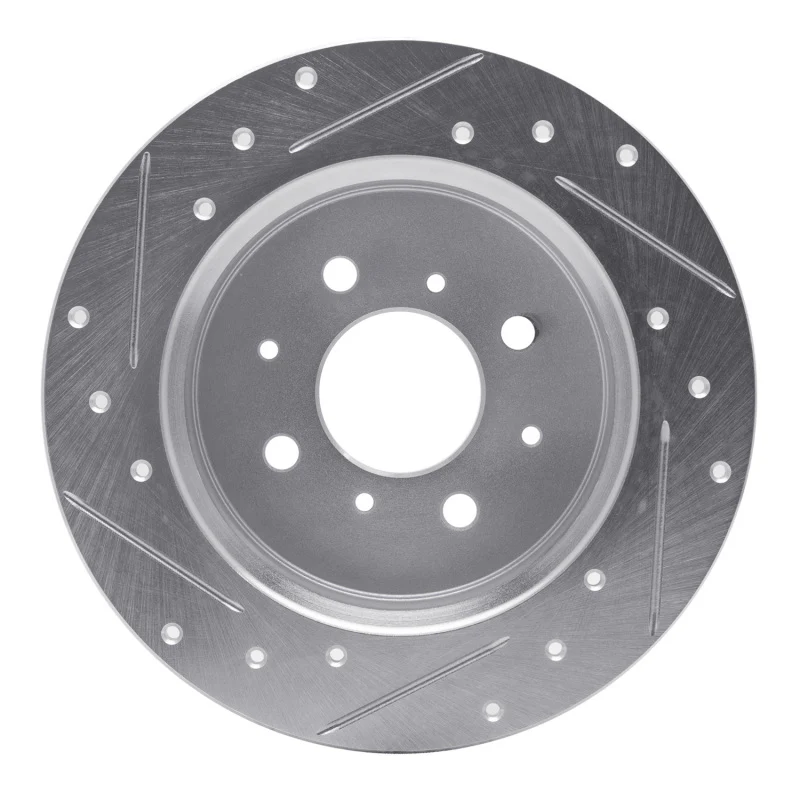 R1 01-05 Acura EL Rear Right Drilled & Slotted Silver Brake Rotor - Image 5
