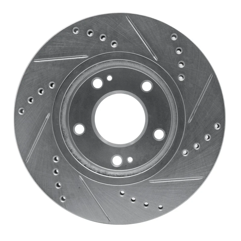 R1 01-05 Hyundai SANTA FE Front Left Drilled & Slotted Silver Brake Rotor - Image 4