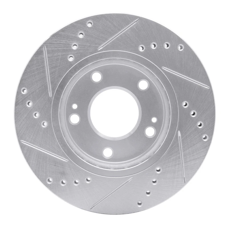 R1 01-05 Hyundai SANTA FE Front Right Drilled & Slotted Silver Brake Rotor - Image 2