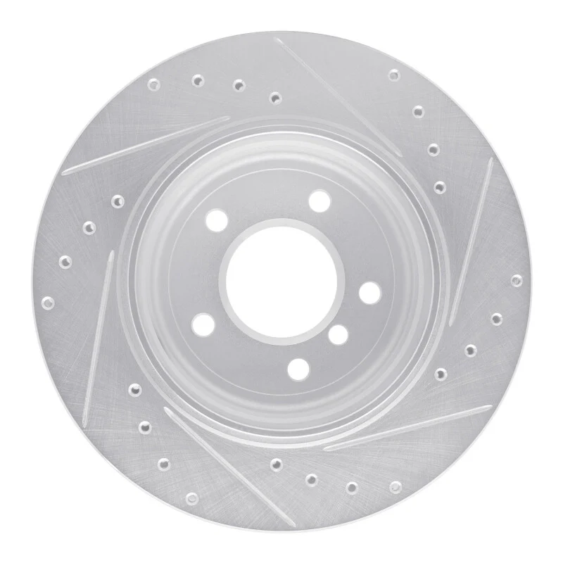 R1 01-06 BMW 330CI Rear Left Drilled & Slotted Silver Brake Rotor - Image 3
