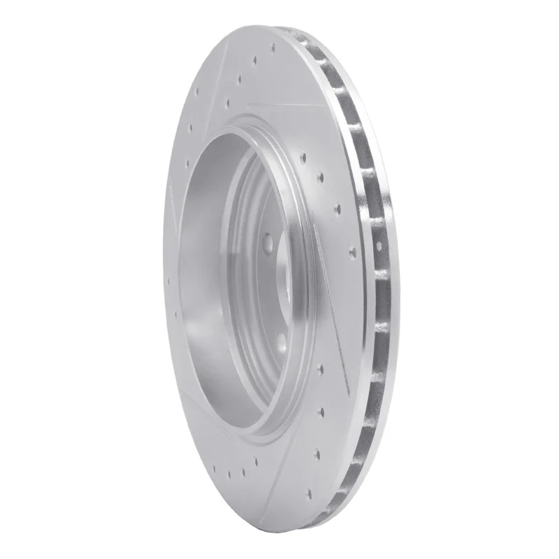 R1 01-06 BMW 330I Rear Right Drilled & Slotted Silver Brake Rotor - Image 2