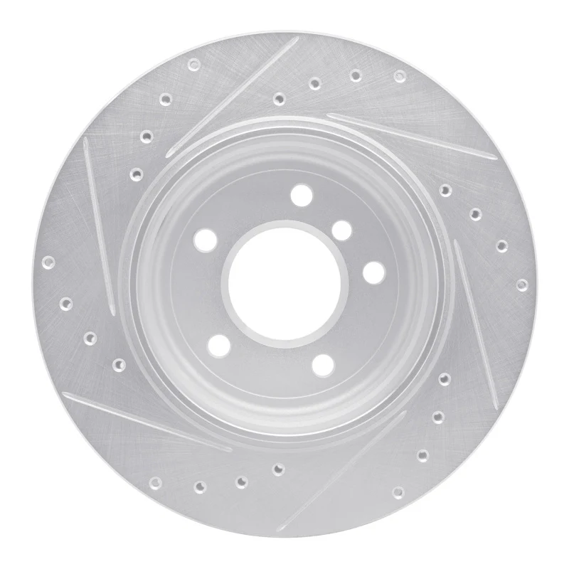 R1 01-06 BMW 330I Rear Right Drilled & Slotted Silver Brake Rotor - Image 4