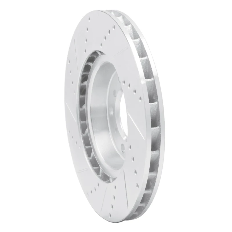 R1 01-06 BMW M3 Left Front Drilled & Slotted Silver Brake Rotor - Image 3