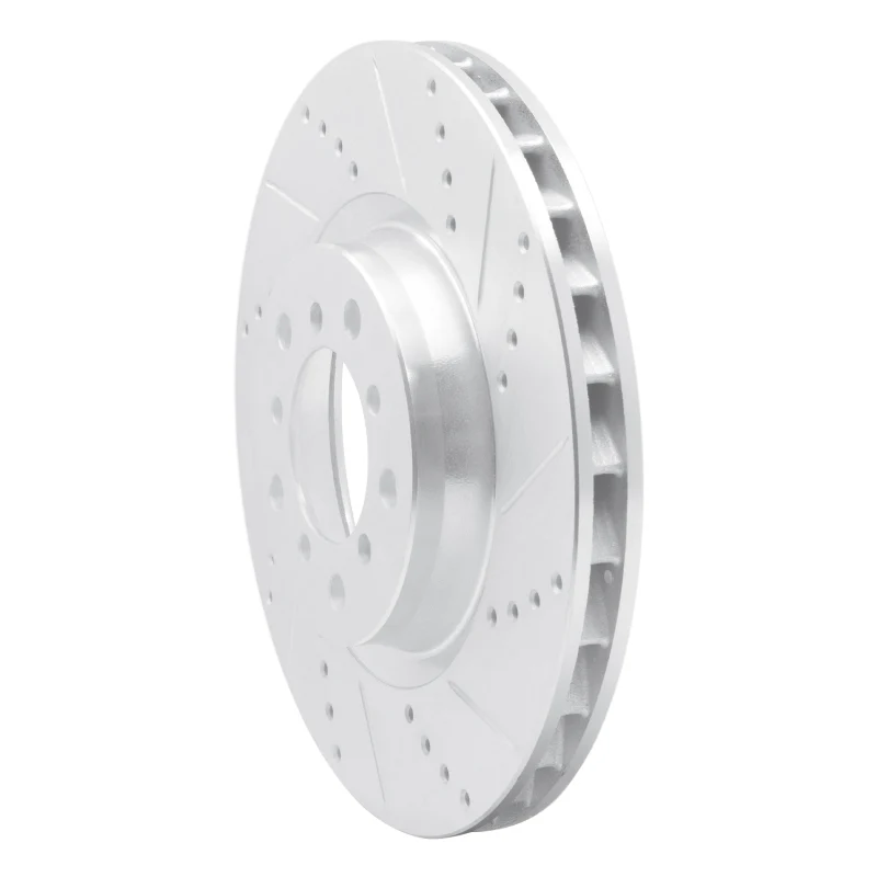 R1 01-06 BMW M3 Left Front Drilled & Slotted Silver Brake Rotor - Image 4