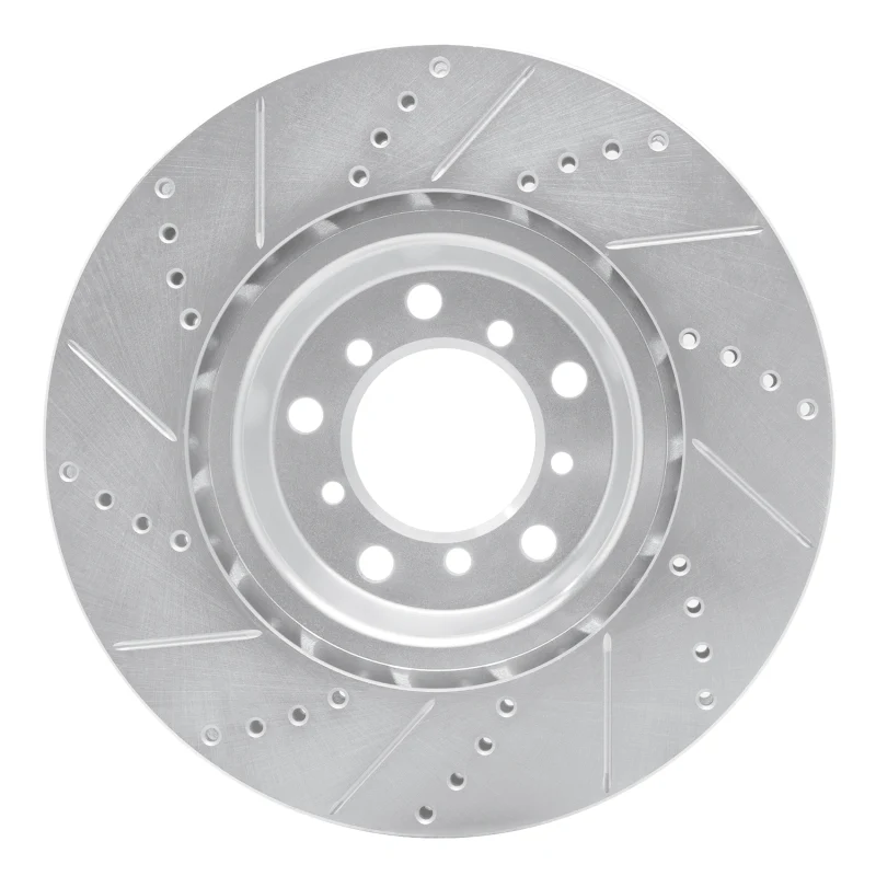 R1 01-06 BMW M3 Left Front Drilled & Slotted Silver Brake Rotor - Image 5