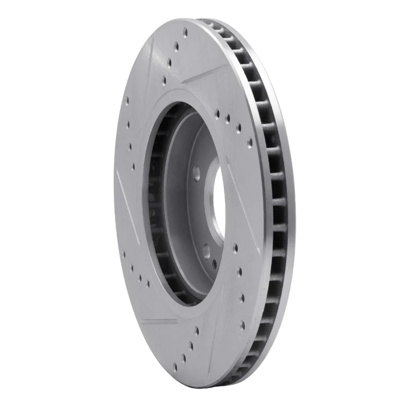 R1 01-06 Hyundai Santa Fe Front Right Drilled & Slotted Silver Brake Rotor - Image 2