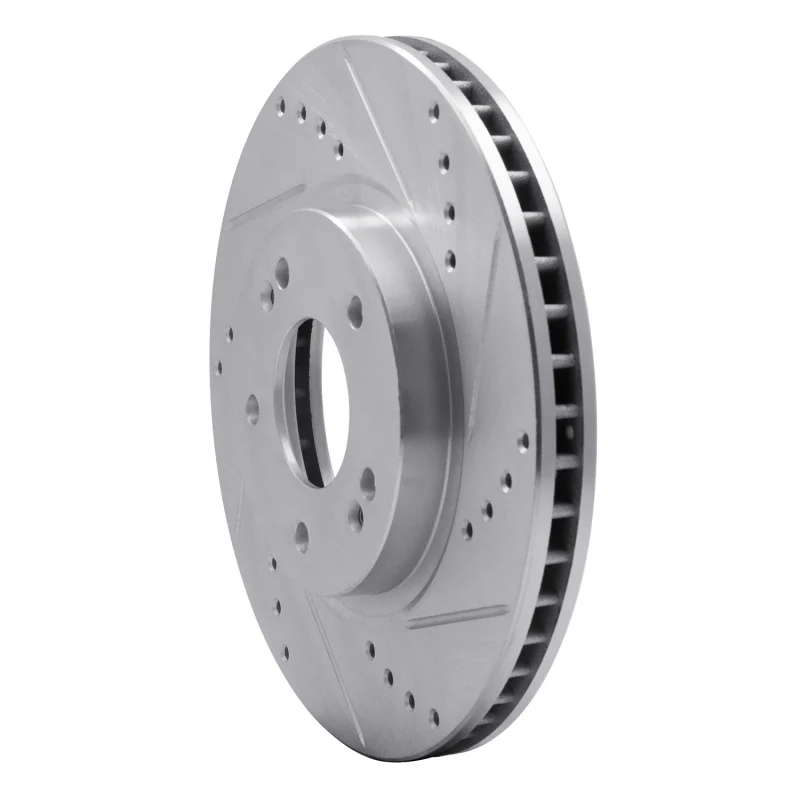 R1 01-06 Hyundai Santa Fe Front Right Drilled & Slotted Silver Brake Rotor - Image 4
