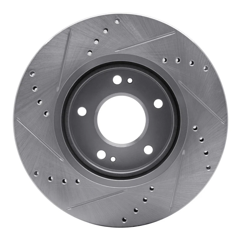 R1 01-06 Hyundai Santa Fe Front Right Drilled & Slotted Silver Brake Rotor - Image 5