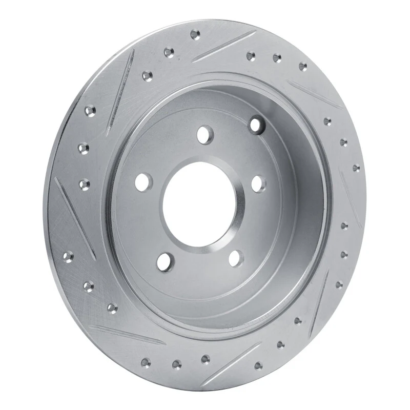 R1 01-07 Buick Rendezvous Rear Right Drilled & Slotted Silver Brake Rotor - Image 3
