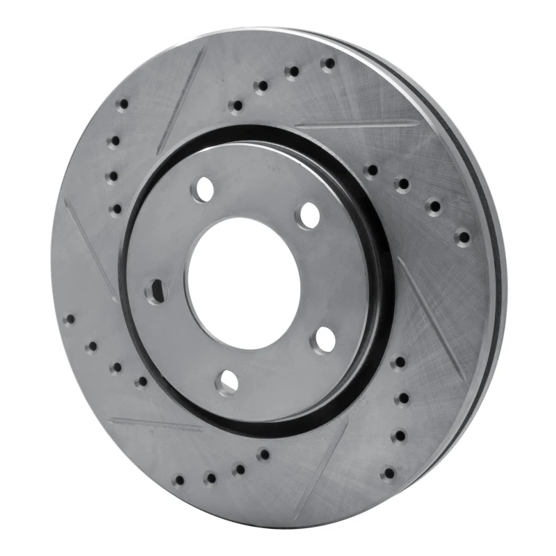 R1 01-07 Chrysler Town & Country Front Left Drilled & Slotted Silver Brake Rotor - Image 3