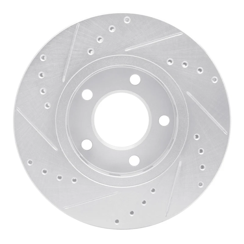 R1 01-07 Chrysler Voyager Front Right Drilled & Slotted Silver Brake Rotor - Image 5