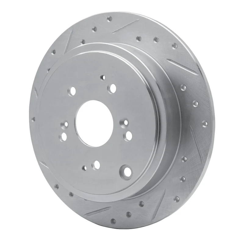 R1 01-08 Acura MDX Rear Left Drilled & Slotted Silver Brake Rotor - Image 2