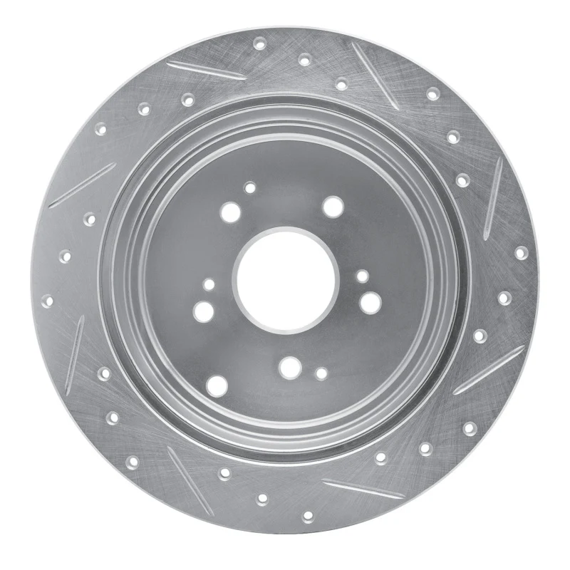 R1 01-08 Acura MDX Rear Left Drilled & Slotted Silver Brake Rotor - Image 5