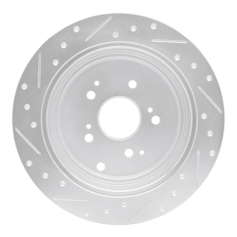 R1 01-08 Acura MDX Rear Right Drilled & Slotted Silver Brake Rotor - Image 2