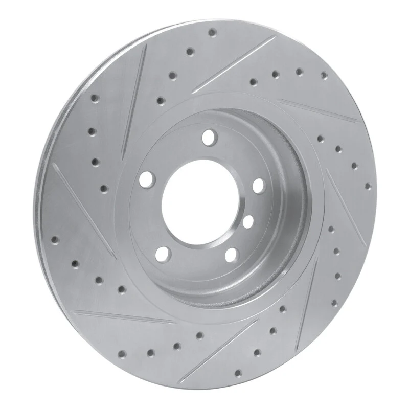 R1 01-08 BMW 330CI Front Right Drilled & Slotted Silver Brake Rotor - Image 4