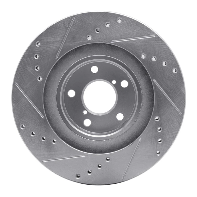 R1 01-08 Saab 9-2X Front Right Drilled & Slotted Silver Brake Rotor - Image 3