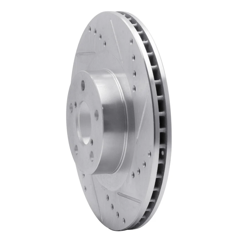 R1 01-08 Saab 9-2X Front Right Drilled & Slotted Silver Brake Rotor - Image 5