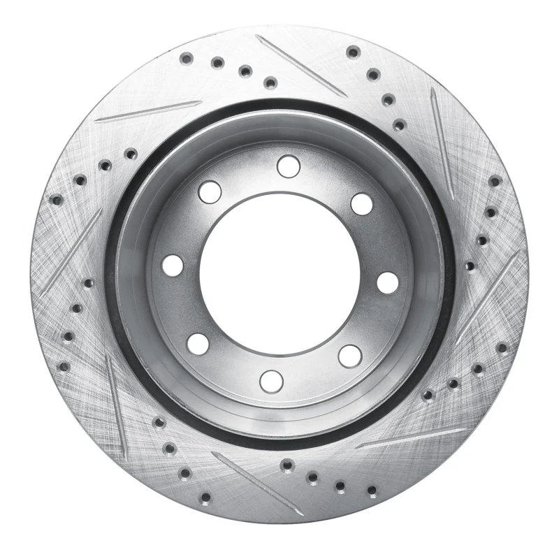 R1 01-10 Chevrolet Express 3500 Rear Left Drilled & Slotted Silver Brake Rotor - Image 5