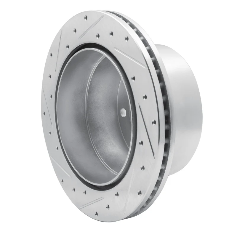 R1 01-10 Chevrolet Silverado 3500 HD Rear Right Drilled & Slotted Silver Brake Rotor - Image 4