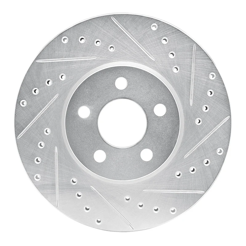 R1 01-10 Chrysler PT Cruiser Front Right Drilled & Slotted Silver Brake Rotor