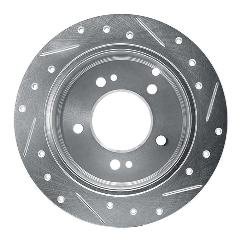 R1 01-10 Hyundai XG350 Rear Left Drilled & Slotted Silver Brake Rotor - Image 4