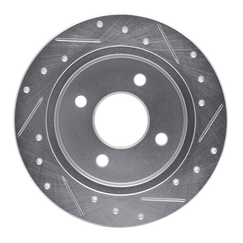 R1 01-19 Ford Focus Rear Left Drilled & Slotted Silver Brake Rotor - Image 2