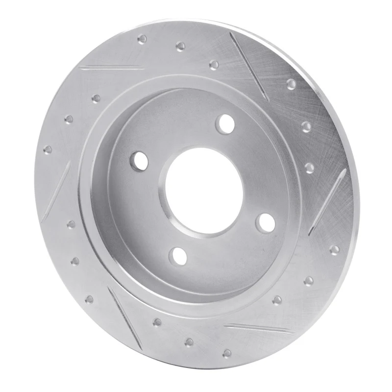 R1 01-19 Ford Focus Rear Left Drilled & Slotted Silver Brake Rotor - Image 3