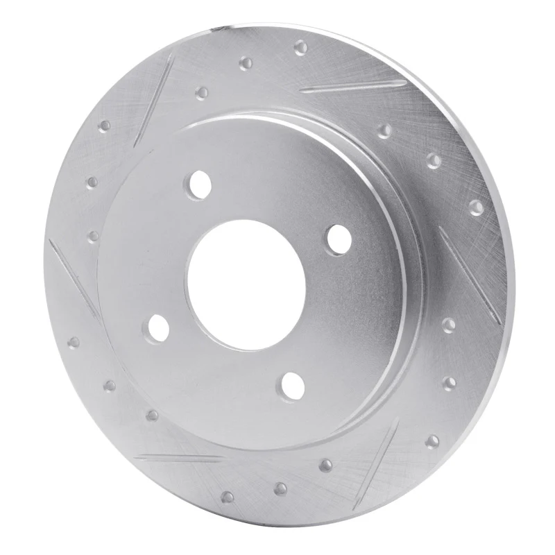 R1 01-19 Ford Focus Rear Left Drilled & Slotted Silver Brake Rotor - Image 4