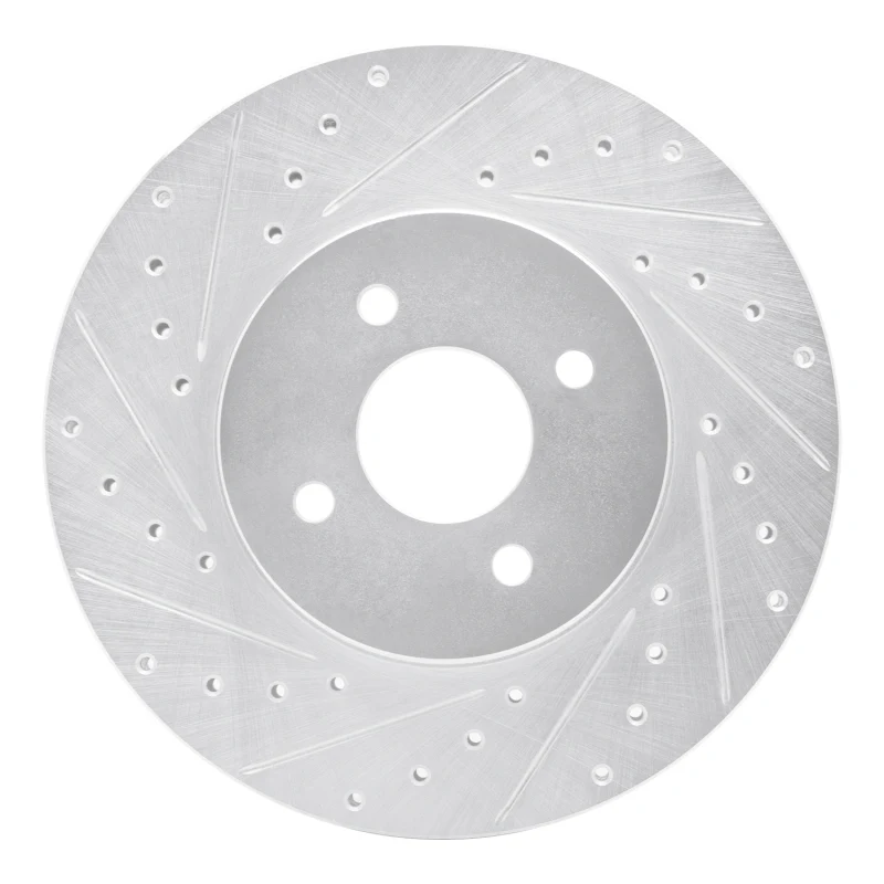 R1 02-04 Ford Focus Front Left Drilled & Slotted Silver Brake Rotor