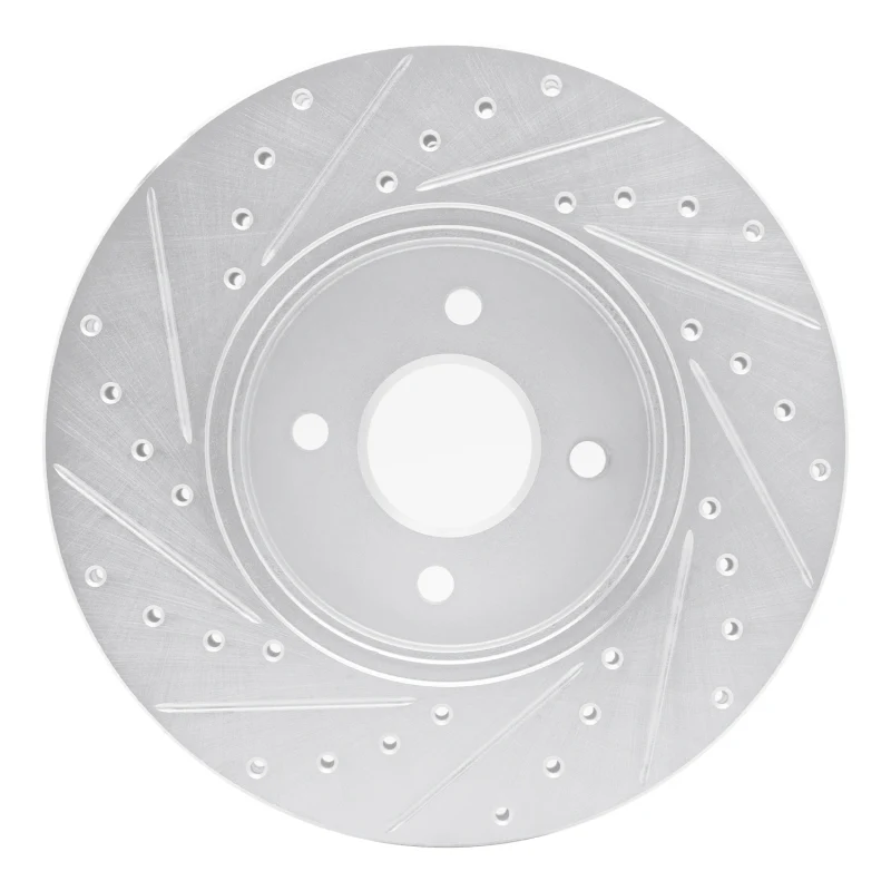 R1 02-04 Ford Focus Front Right Drilled & Slotted Silver Brake Rotor - Image 2