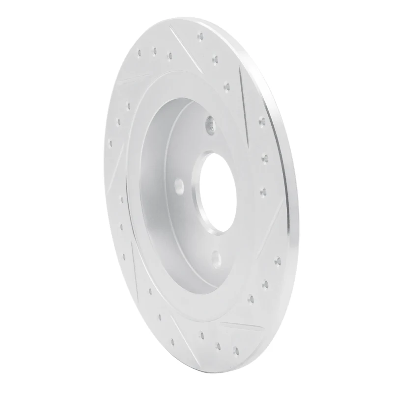 R1 02-04 Ford Focus Rear Left Drilled & Slotted Silver Brake Rotor - Image 2