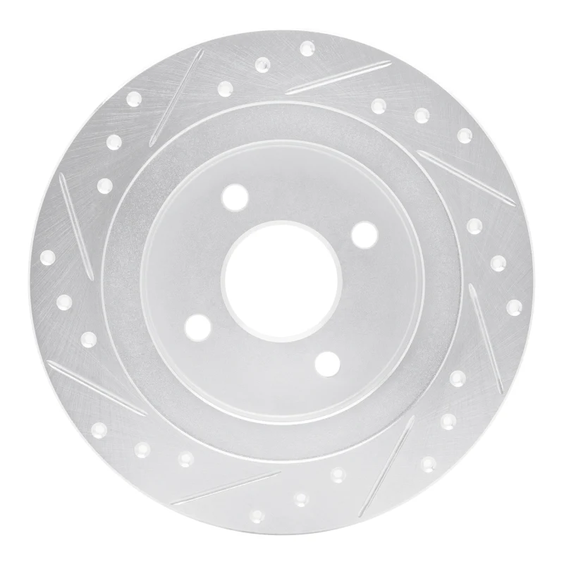 R1 02-04 Ford Focus Rear Right Drilled & Slotted Silver Brake Rotor - Image 2