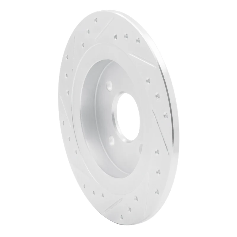 R1 02-04 Ford Focus Rear Right Drilled & Slotted Silver Brake Rotor - Image 3
