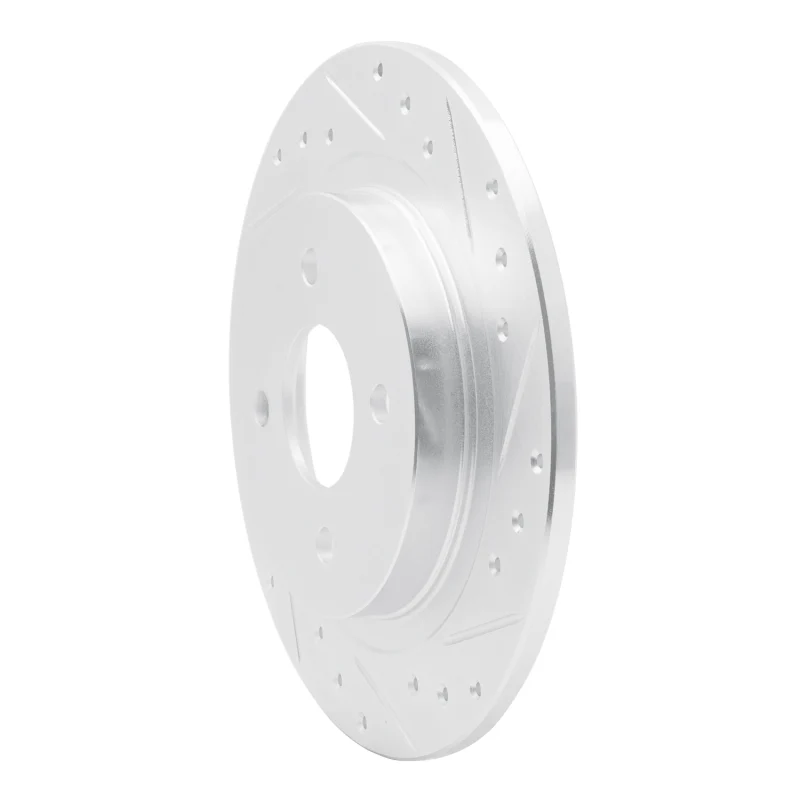 R1 02-04 Ford Focus Rear Right Drilled & Slotted Silver Brake Rotor - Image 4