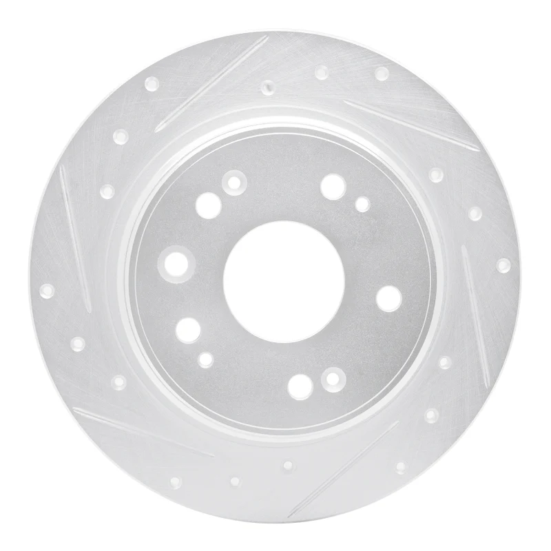 R1 02-04 Honda CR-V Rear Left Drilled & Slotted Silver Brake Rotor