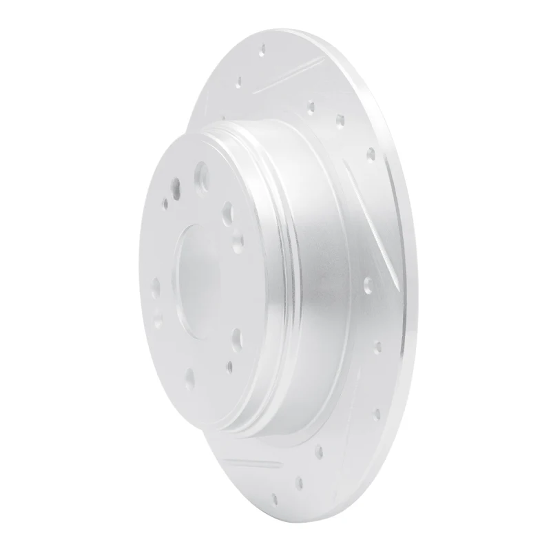 R1 02-04 Honda CR-V Rear Left Drilled & Slotted Silver Brake Rotor - Image 5