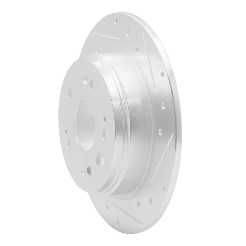 R1 02-04 Honda CR-V Rear Right Drilled & Slotted Silver Brake Rotor - Image 2