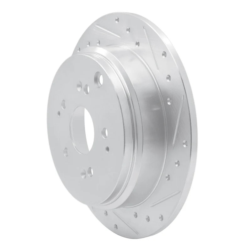 R1 02-04 Honda Odyssey Rear Right Drilled & Slotted Silver Brake Rotor - Image 2