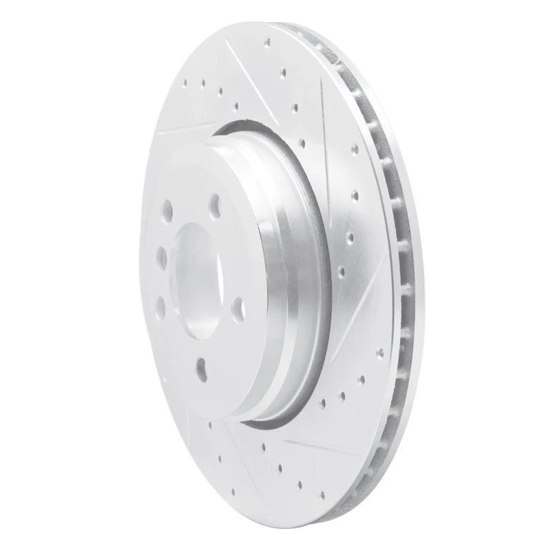 R1 02-05 BMW 760I Rear Right Drilled & Slotted Silver Brake Rotor - Image 4