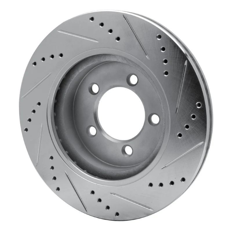 R1 02-05 Ford Explorer Front Left Drilled & Slotted Silver Brake Rotor - Image 2