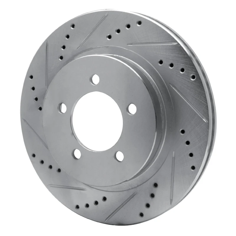 R1 02-05 Ford Explorer Front Left Drilled & Slotted Silver Brake Rotor - Image 3