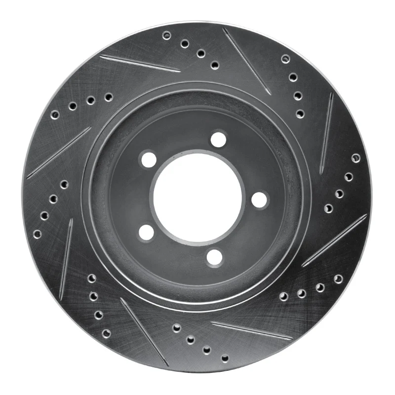 R1 02-05 Ford Explorer Front Left Drilled & Slotted Silver Brake Rotor - Image 4